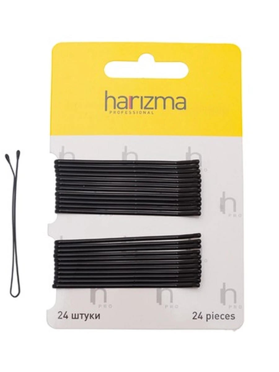 Harizma Невидимки 60мм прямые 24 шт черные