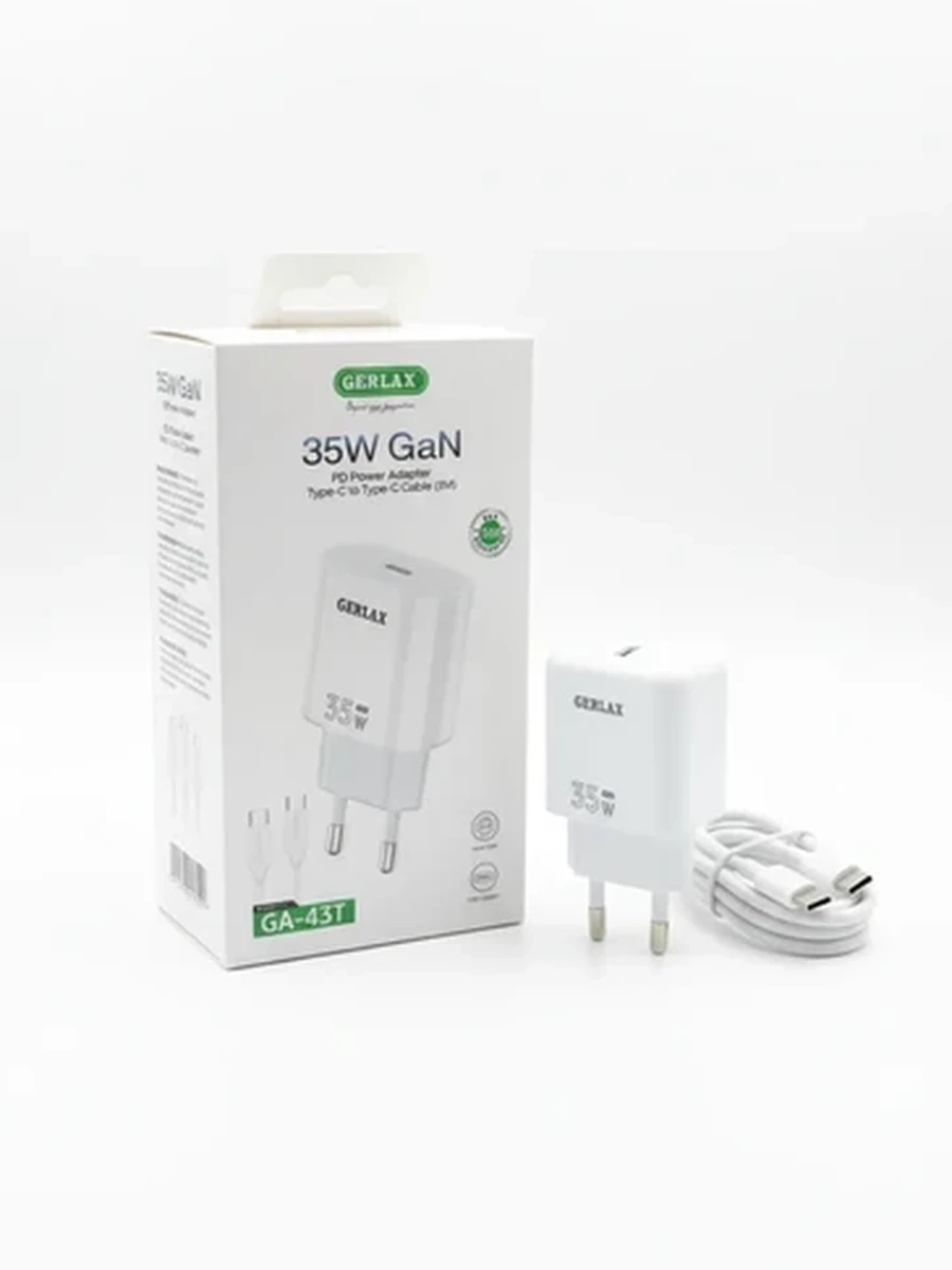 Сетевое зарядное устройство GERLAX 35W GaN с быстрой зарядкой PD и кабелем Type-C