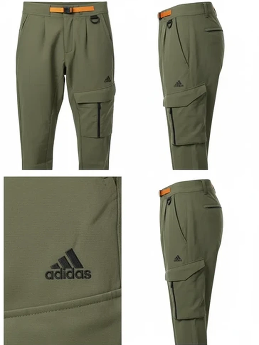 Брюки-карго мужские Adidas оливковые с ремнем для активного отдыха