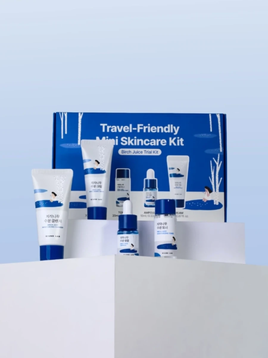 Round Lab Дорожный набор с березовым соком: пенка + тонер + сыворотка + крем Birch Juice Trial Kit 30+20+10+20 мл