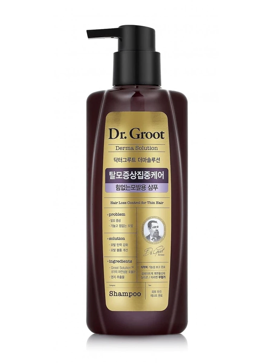 Шампунь от выпадения волос Dr.Groot для тонких волос 400 мл - Укрепляет слабые, тонкие волосы от корней, повышает упругость и придает упругость волосам с экстрактом линчжи.