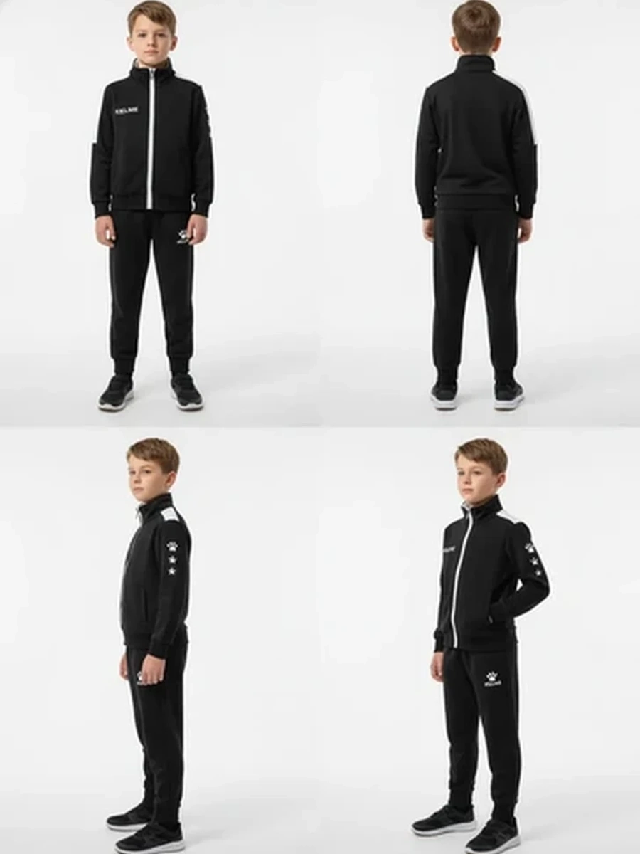 Детский спортивный костюм Kelme для мальчика черный олимпийка и брюки.Размер:120:170