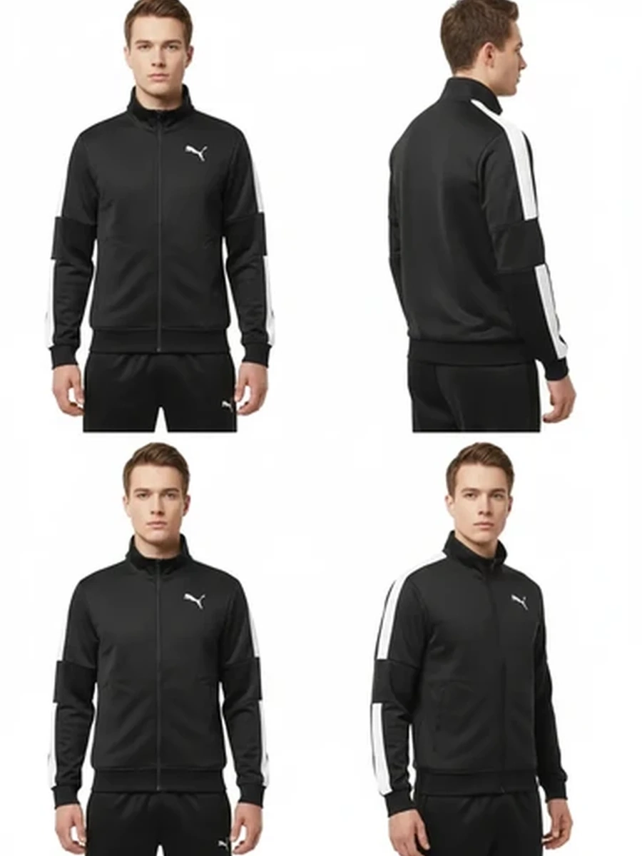 Мужская спортивная олимпийка Puma черная на молнии для тренировок и фитнеса