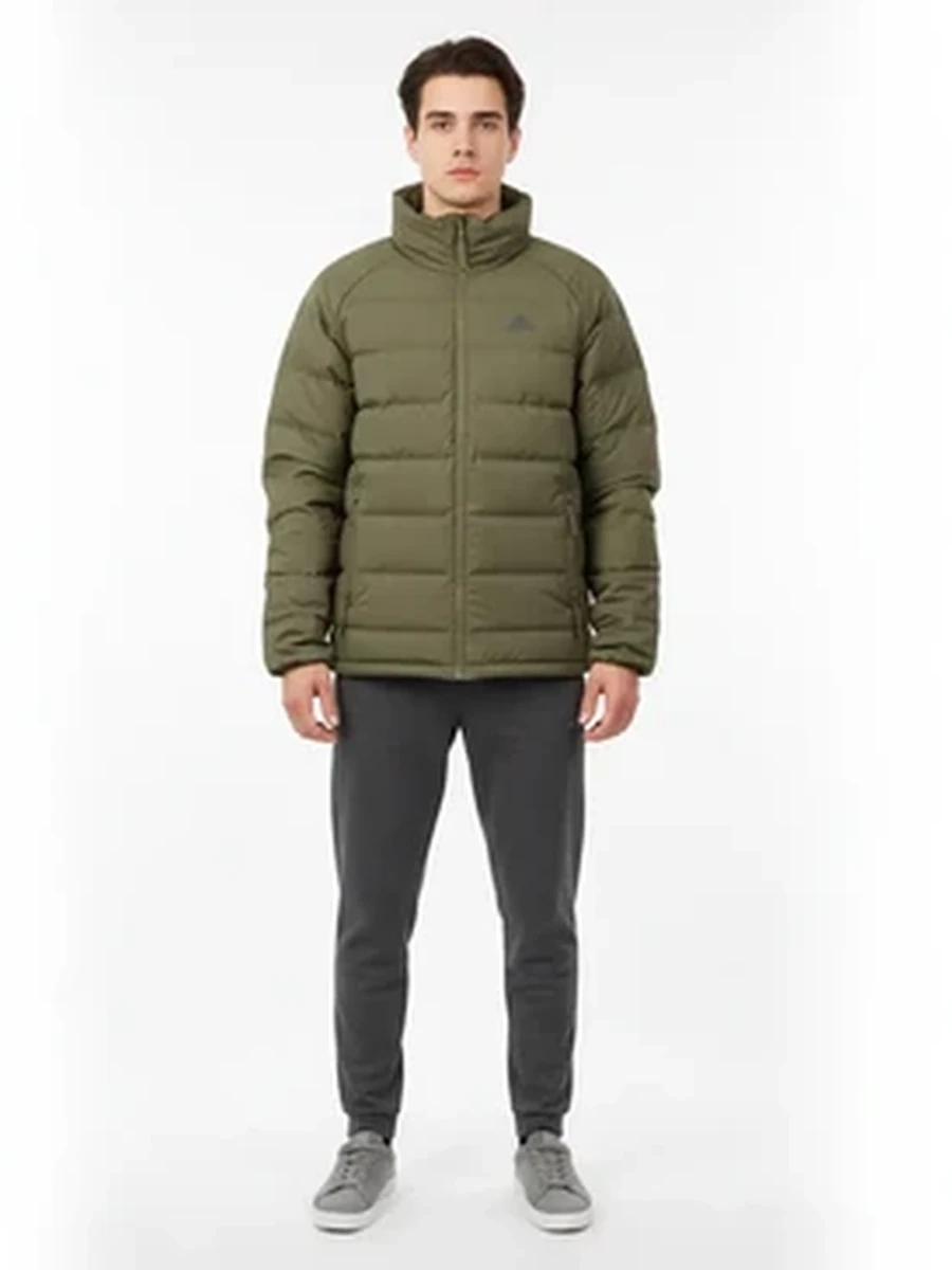 Мужская утепленная куртка-пуховик Adidas стеганая демисезонная оливкового цвета