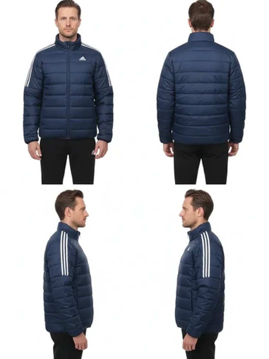 Куртка мужская Adidas утепленная синяя стеганая с тремя полосками