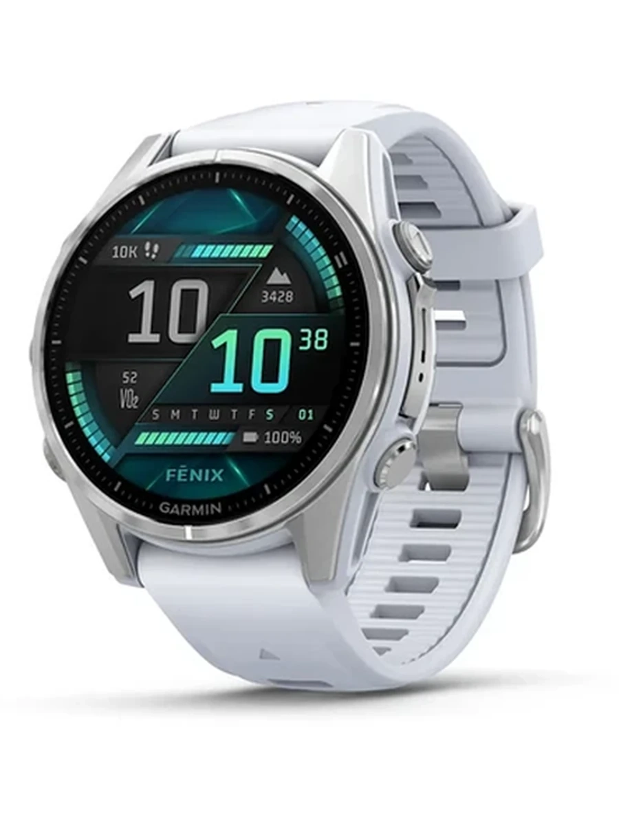 Garmin Fenix 8 – 43 mm, AMOLED Silver with Whitestone Silicone Band