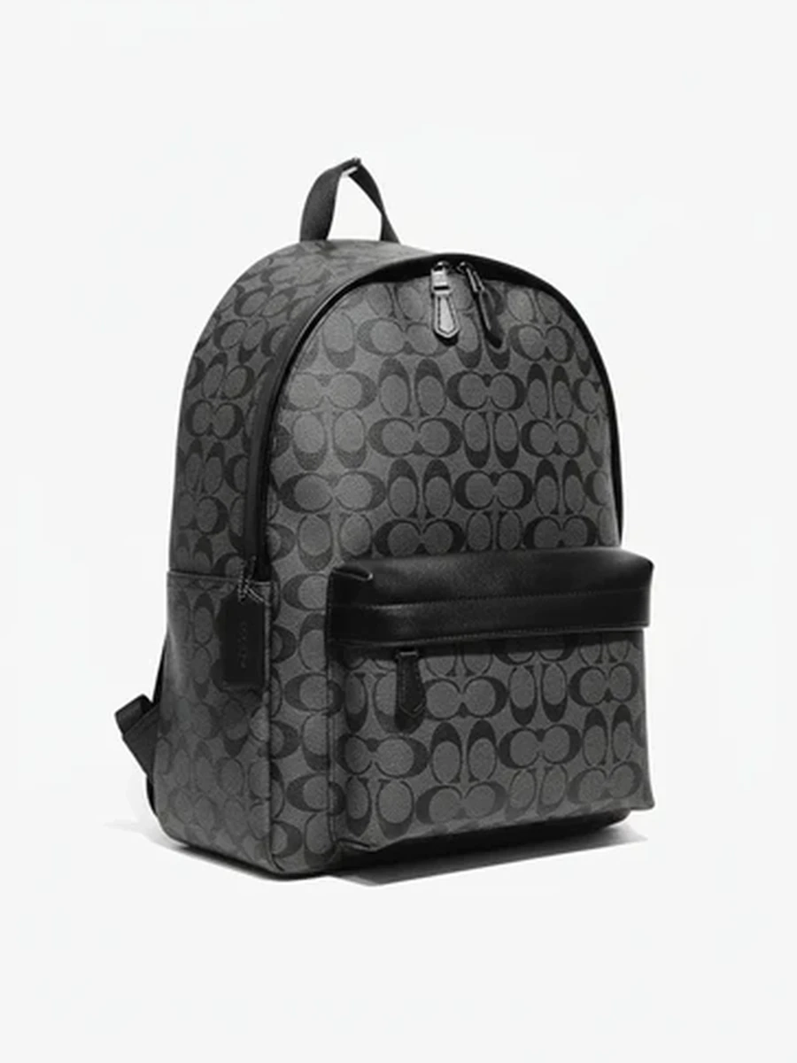 Мужской городской рюкзак Coach с монограммой черный для работы и учебы