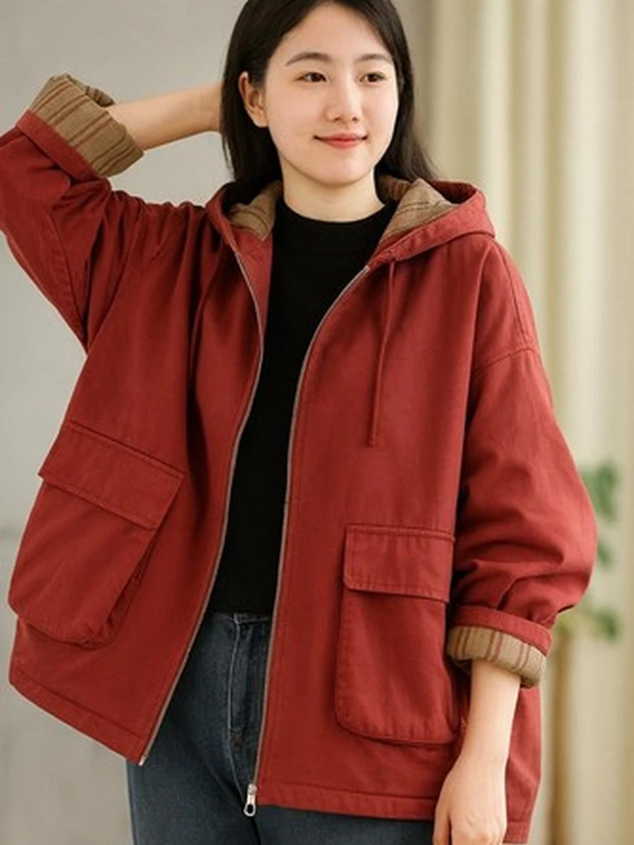 Женская куртка oversize с капюшоном