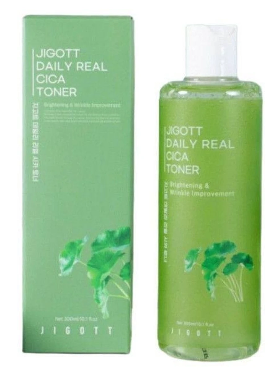 Успокаивающий тонер с центеллой Jigott Daily Real Cica Toner снижает чувствительность кожи, убирает красноту и дискомфорт