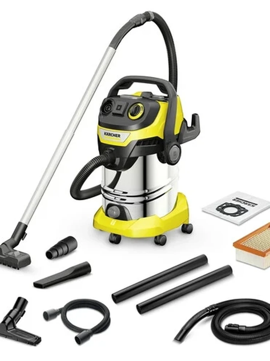 Хозяйственный пылесос Karcher WD 6 P S V-30/8/22/T Reno [1300 Вт,универ./30 л,влажная,рег. мощности,выдув,розетка,шланг-2.2 м/Ø35 мм,шнур-8 м,9.4 кг]