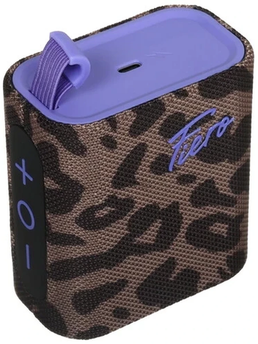 Колонка портативная Fiero Lure Piccolo FRPS-510 [RMS 5Вт, Bluetooth 5.3,Type-C, IPX7, 3,6В 3500мАч, Фиолетово-леопардовый]
