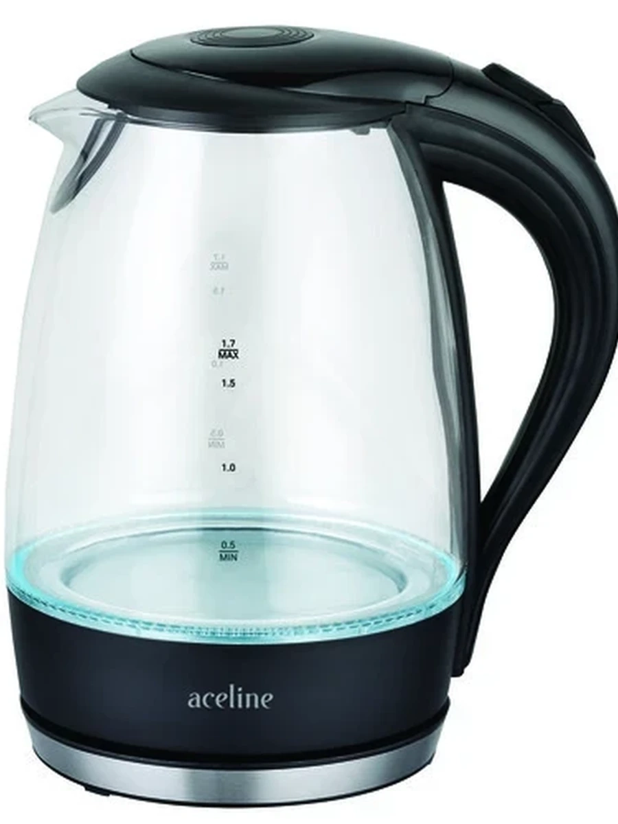 Электрочайник Aceline GF-175 [Стекло, 1.7л, подсветка] Черный