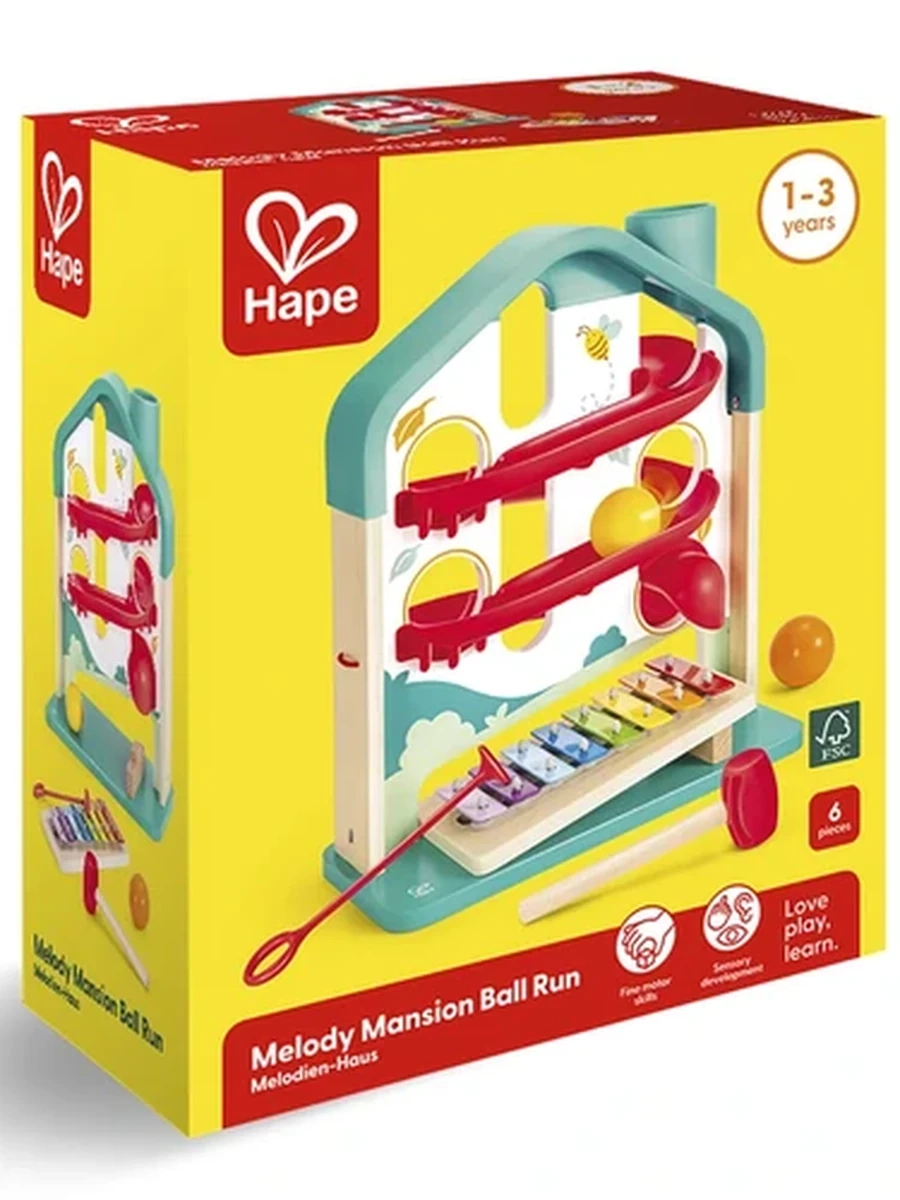 HAPE Игрушка развивающая "Горка для шариков" в виде домика