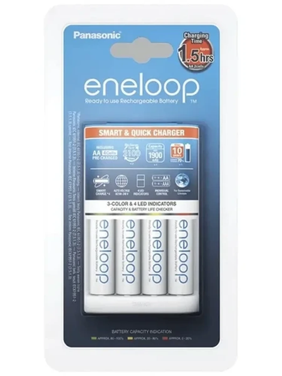 Зарядное устройство Panasonic Eneloop BQ-CC55 Basic Charger, для 4 AA, Ni-MH, 2500 мА·ч
