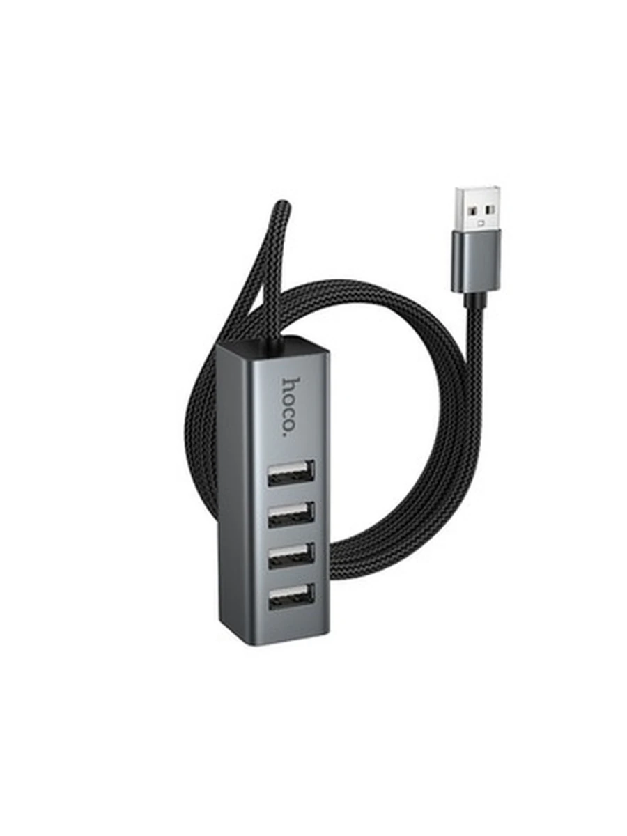HOCO HB1A 4-in-1 converter(USB to USB2.0*4) (Metal Gray)