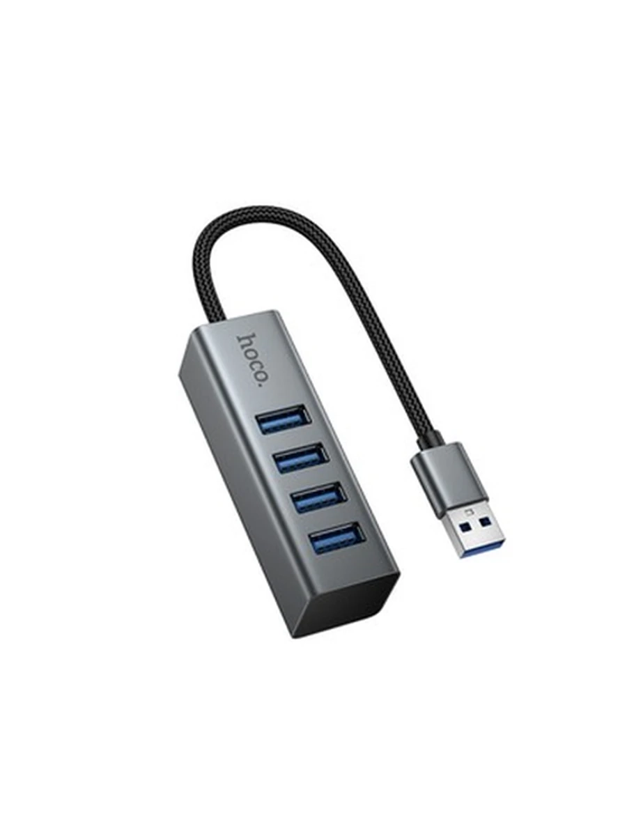 HOCO HB1B 4-in-1 converter(USB to USB3.0*4) (Metal Gray)