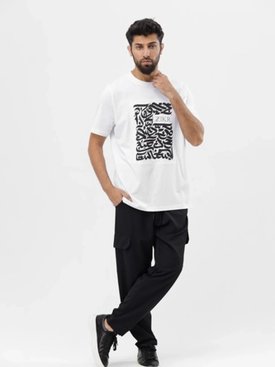 6776 Футболка ZIKR White/Black (54-2XL)