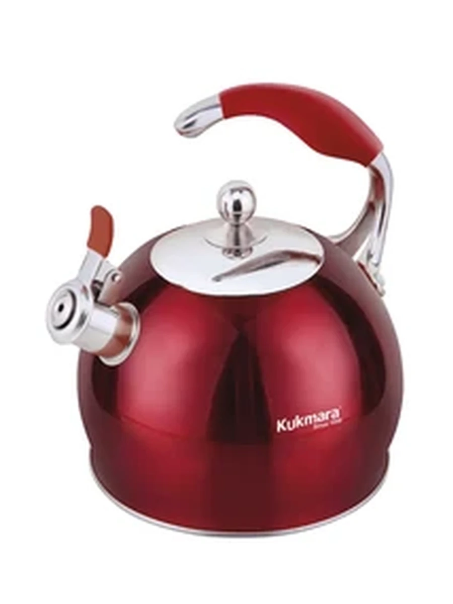 Чайник Kukmara из нержавеющей стали, со свистком, 3л, RED