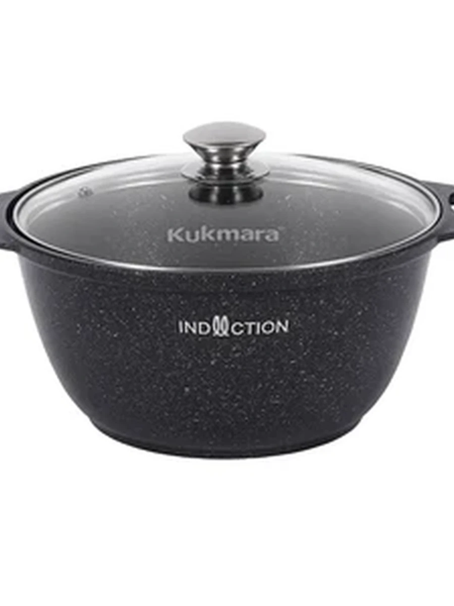 Кастрюля Kukmara 2л со стекл.крышкой АП, (темный мрамор) , линия Marble Induction