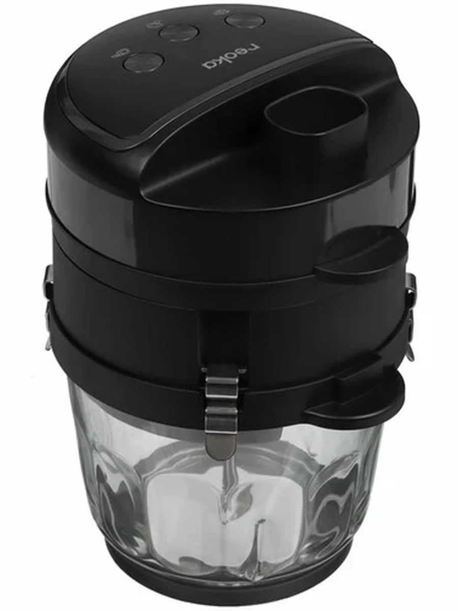 Измельчитель Reoka  RKEC-C702 [700Вт, двойное лезвие,3 скорости, 2 л, стекло, толкатель,шинковка,нарезка кубиками,нарезка ломтиками,терка,измельчение]