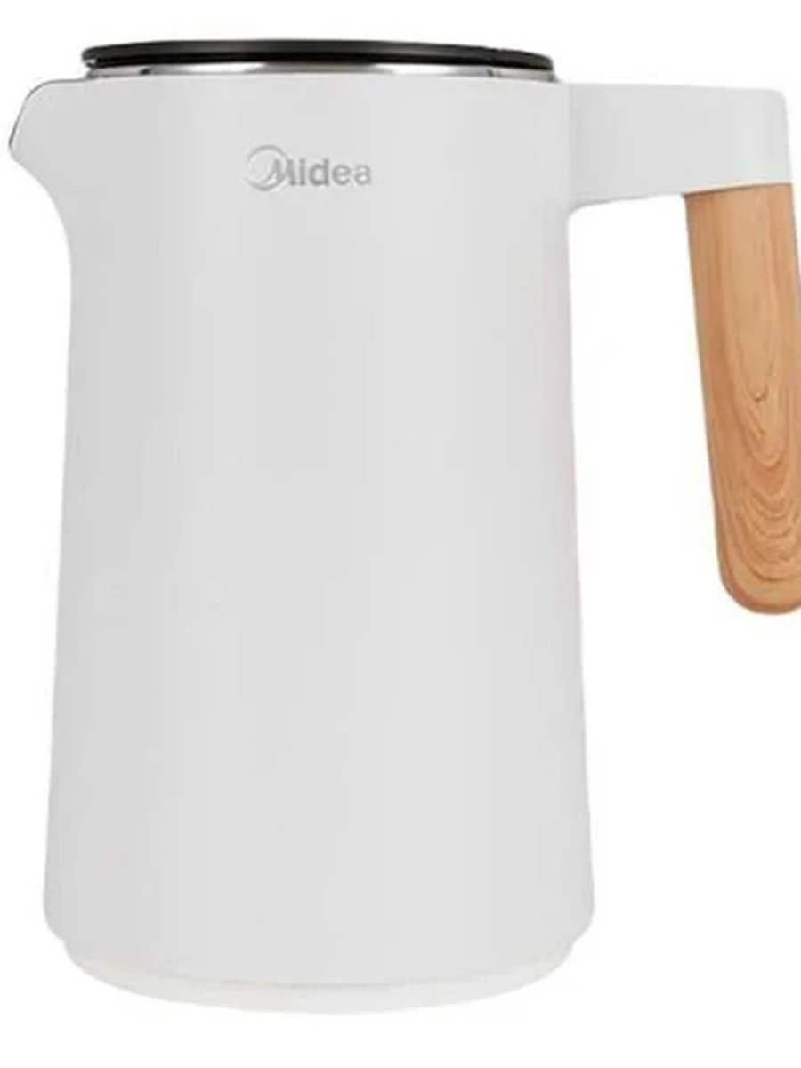 Электрочайник Midea MK-9092 [металл\пластик, 1.5 л, 2200 Вт, фильтр, скрытый нагревательный элемент, терморегулятор, белый, коричневый]