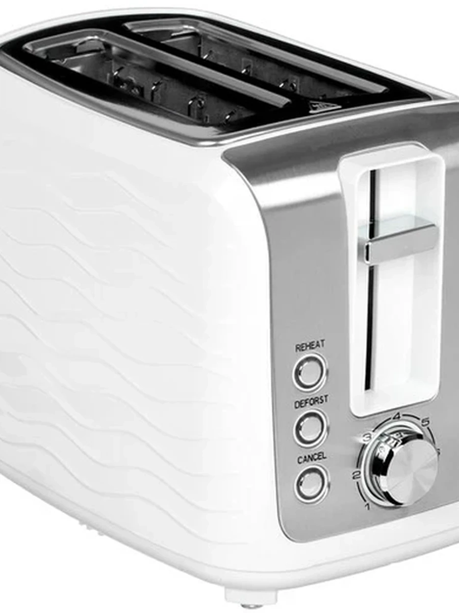 Тостер Polaris PET 0922 [900 Вт, тостов - 2, подогрев, размораживание, решетка для подогрева булочек, белый, серебристый]