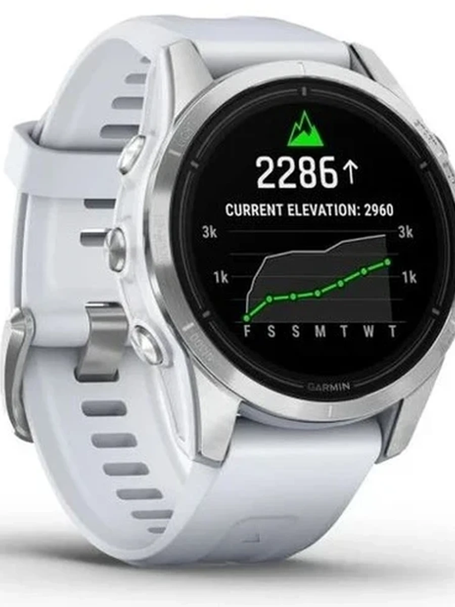 Спортивные часы GARMIN  EPIX PRO GEN 2 42MM  SILVER W/ WHITESTONE SILICONE BAND (010-02802-01)