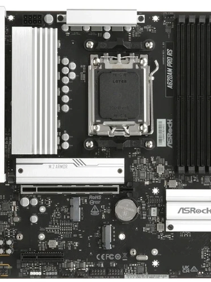 Плата ASRock AM5 A620 A620AM PRO RS 4xDDR5 PCI-Ex16 DP/HDMI SATA3 3xM2 USB3.2 Gen1 Type-C mATX