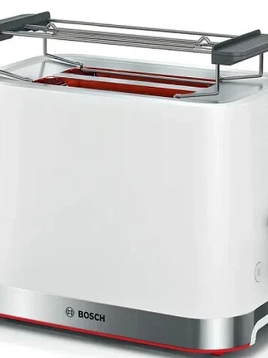 Тостер Bosch TAT4M221 [970 Вт, тостов - 2, подогрев, размораживание, белый, красный, серебристый, в комплекте: 1 шт]