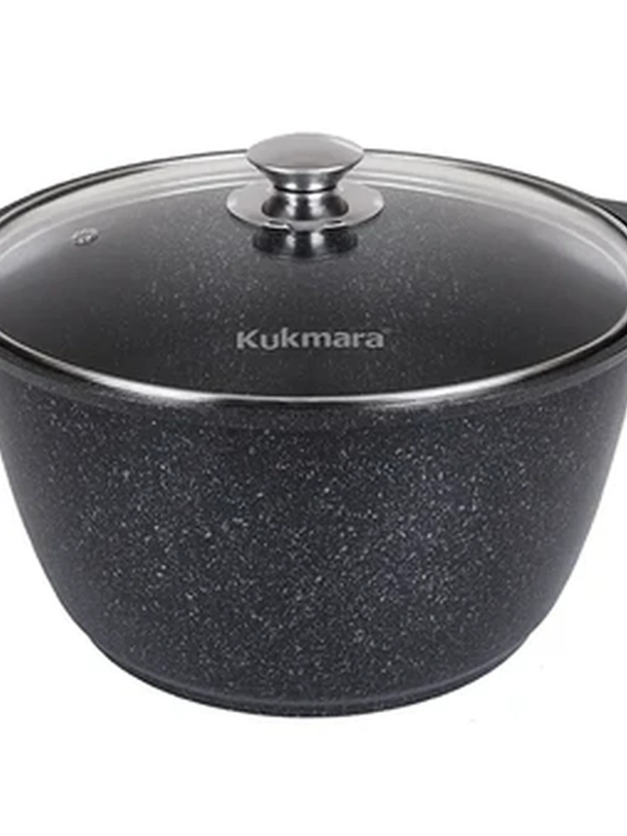 Kukmara Кастрюля со стекл.крышкой 8 л АП (темный мрамор ).