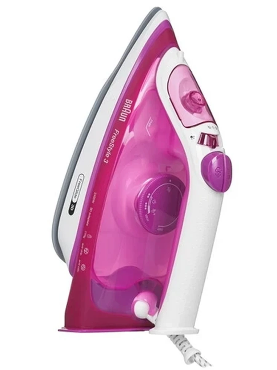 Утюг Braun FI3124PU [2400 Вт, подошва - керамика, пар - 45 г/мин,  удар - 170 г/мин, 270 мл, шнур 2м,белый/розовый]