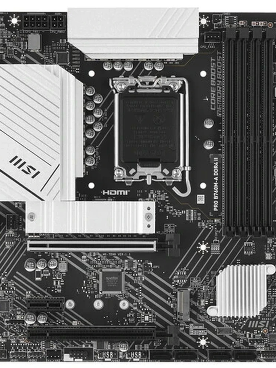 Плата MSI LGA1700 B760 PRO B760M-A DDR4 II 4xDDR4 2xPCI-Ex16 DP/HDMI SATA3 2xM2 USB3.2 Gen2 mATX