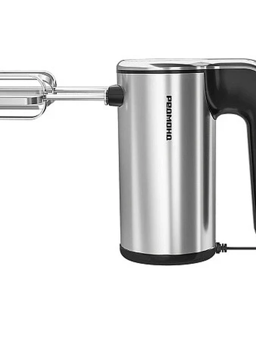 Миксер РЕДМОНД MH2801 [500 Вт, ручной, скоростей - 5, корпус - нержавеющая сталь, пластик, насадок - 4 шт, турборежим, серебристый, черный]