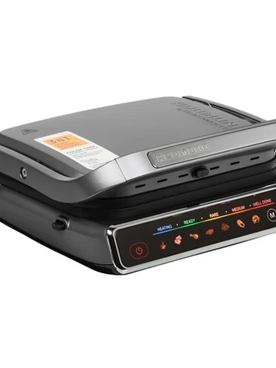 Гриль Redmond GM300 [2100 Вт, таймер, антипригарное покрытие, сменные панели, серый, черный]