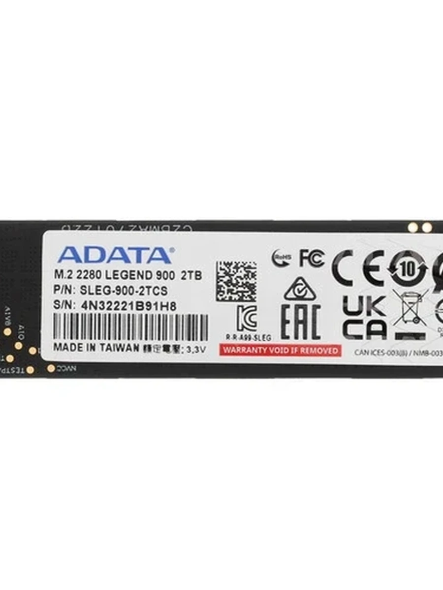 Твердотельный накопитель SSD M.2 2280 2Tb A-Data LEGEND 900 [SLEG-900-2TCS] 3D NAND (R7000/W5400MB/s) радиатор Black