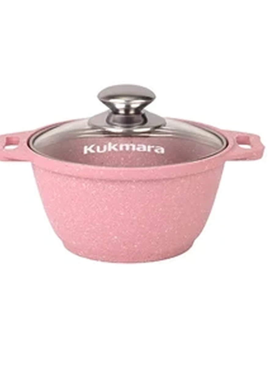 Кастрюля Kukmara 1л со стеклянной крышкой,АП линия Trendy style (rose)