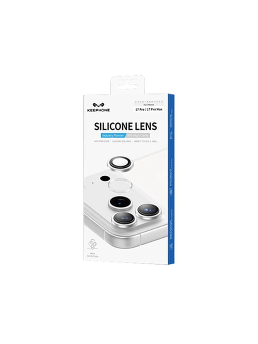 Защитное стекло на Камеру KEEPHONE KP-SPL 013 SILICONE LENS Iphone 17Pro/17Pro  (Silver)