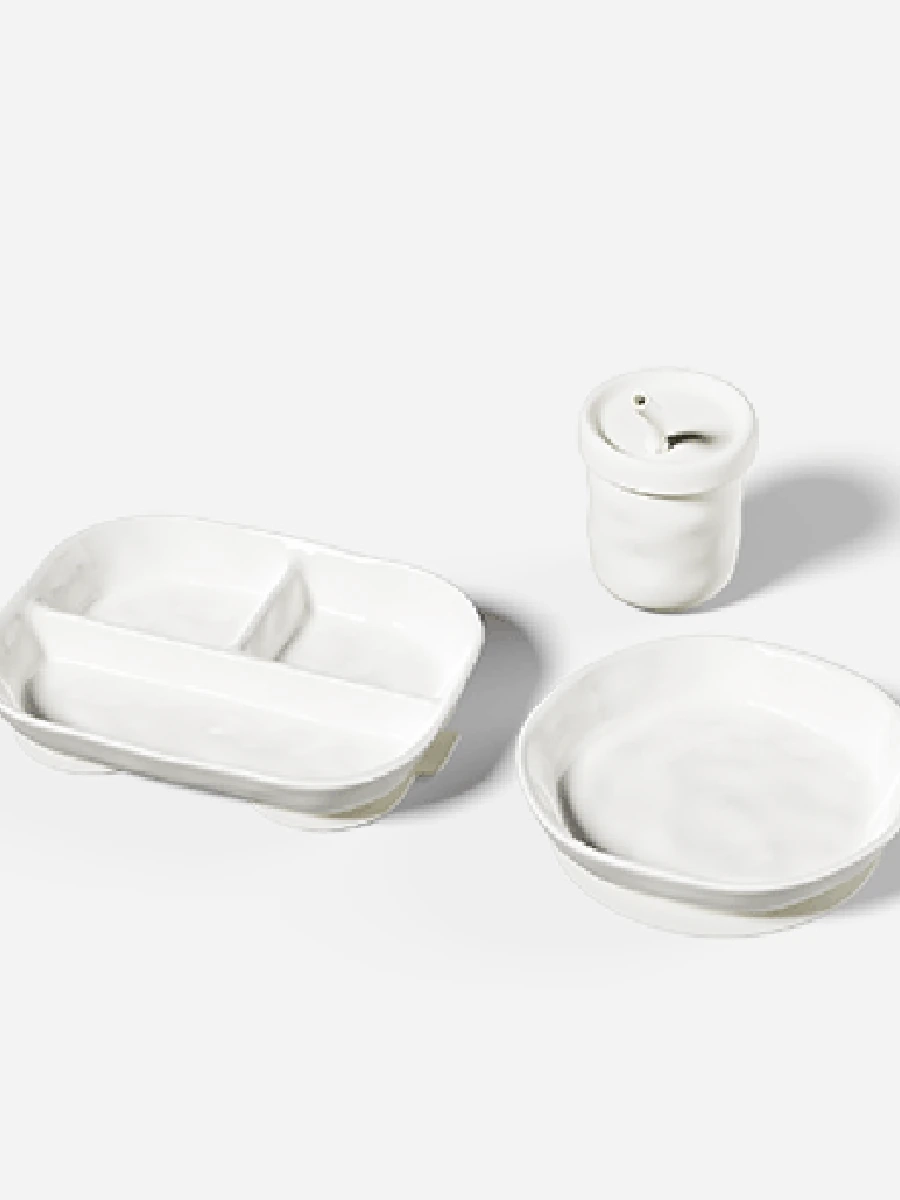 Heorshe Ripple Feeding Set White (набор посуды)