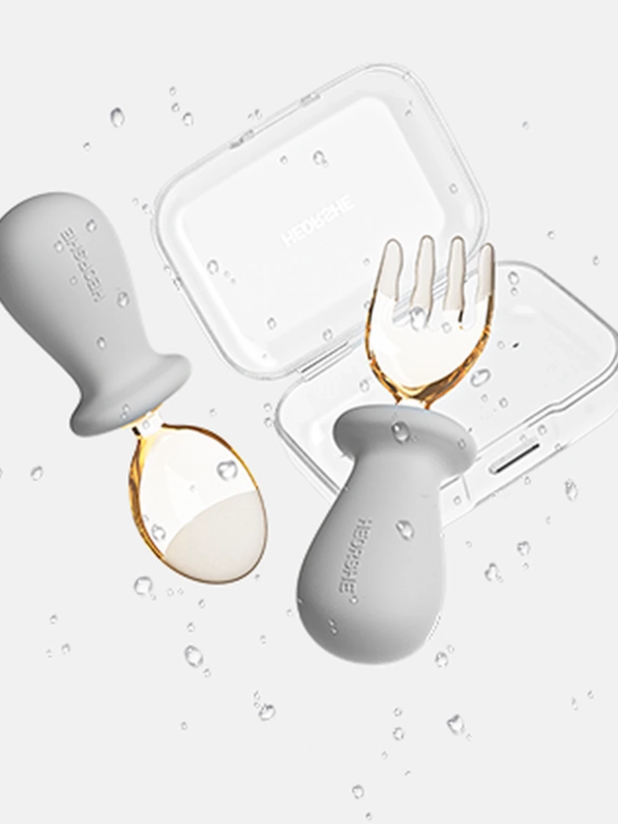 Heorshe Tiny Spoon Fork Set Grey (набор вилка/ложка)
