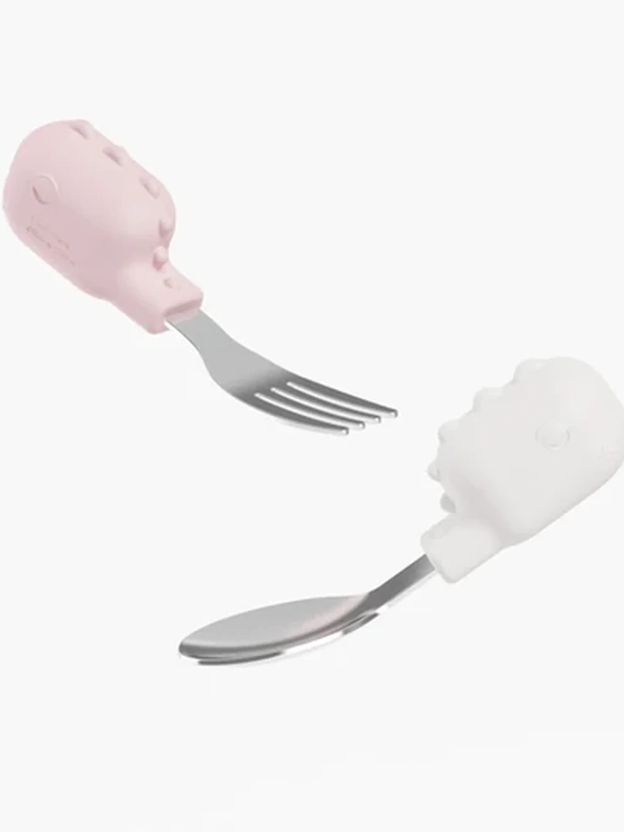 Heorshe Baby Spoon Fork Set Pink\White (набор вилка/ложка)