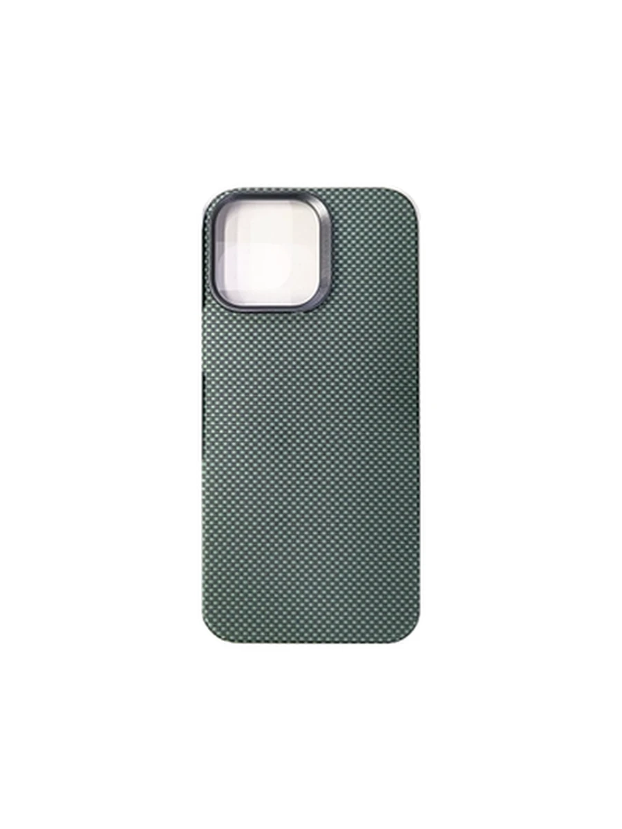 Чехол KEVLAR Tactile Woven  Iphone 16Pro Max MagSafe(Big Hole Ring) RingPlain Texture Green