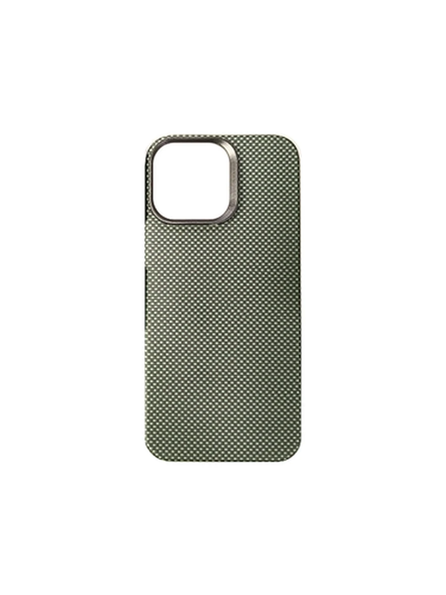 Чехол KEVLAR Tactile Woven  Iphone 15Pro MagSafe(Big Hole Ring) RingPlain Texture Light gray