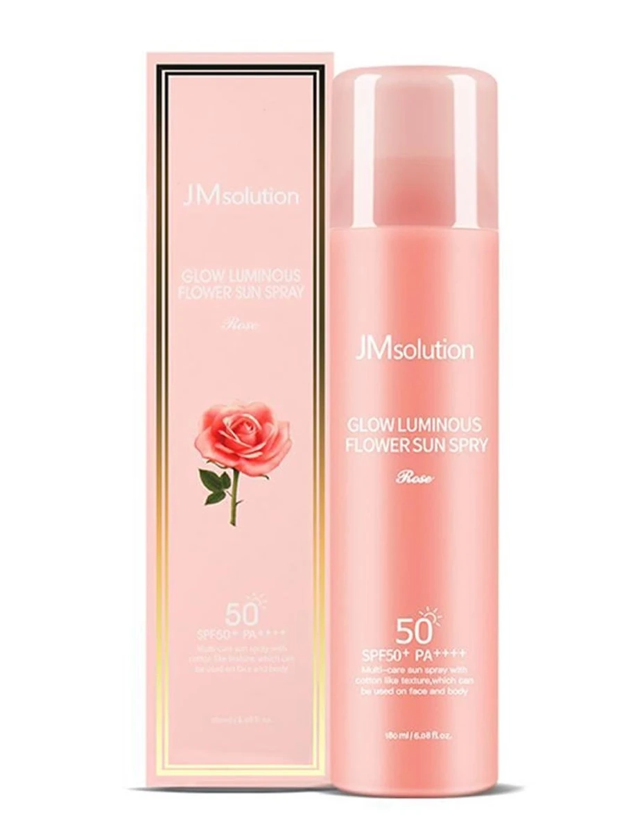 Омолаживающий солнцезащитный спрей для лица с розой Glow Luminous Flower Sun Spray SPF 50+ PA++++ JMsolution 180 мл