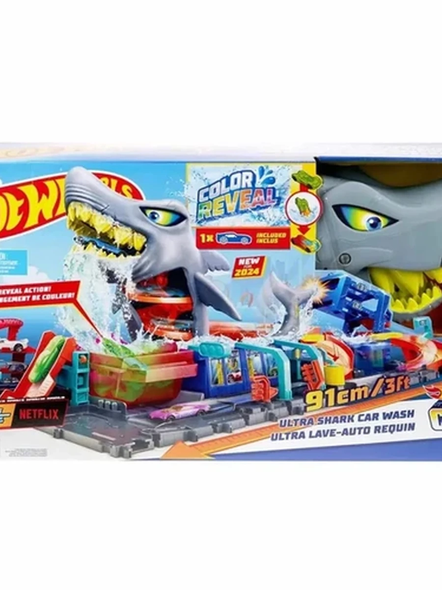 Hot Wheels Великолепная Акула Автомойка игровой набор HTN82