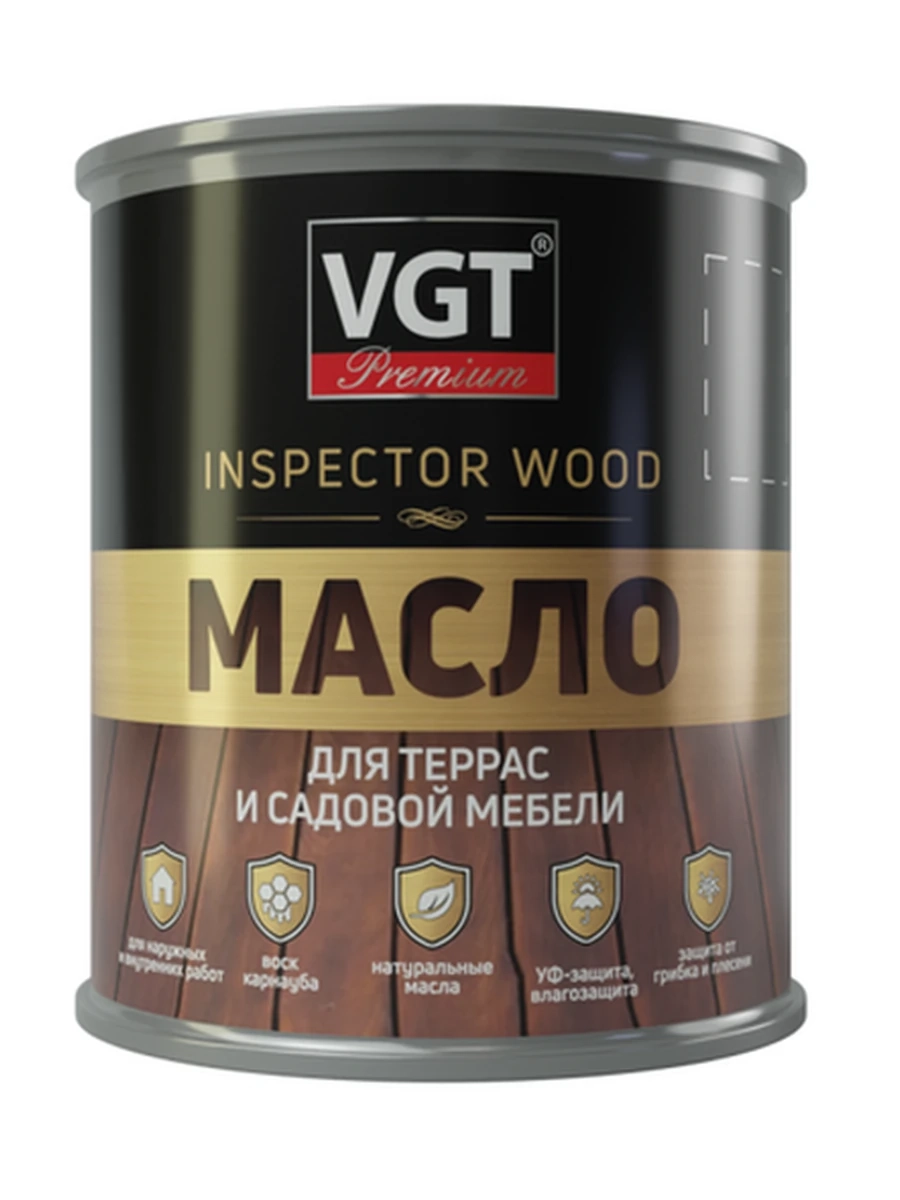 Масло для террас и садовой мебели VGT Белый ясень, 0,75 л (по 8шт)