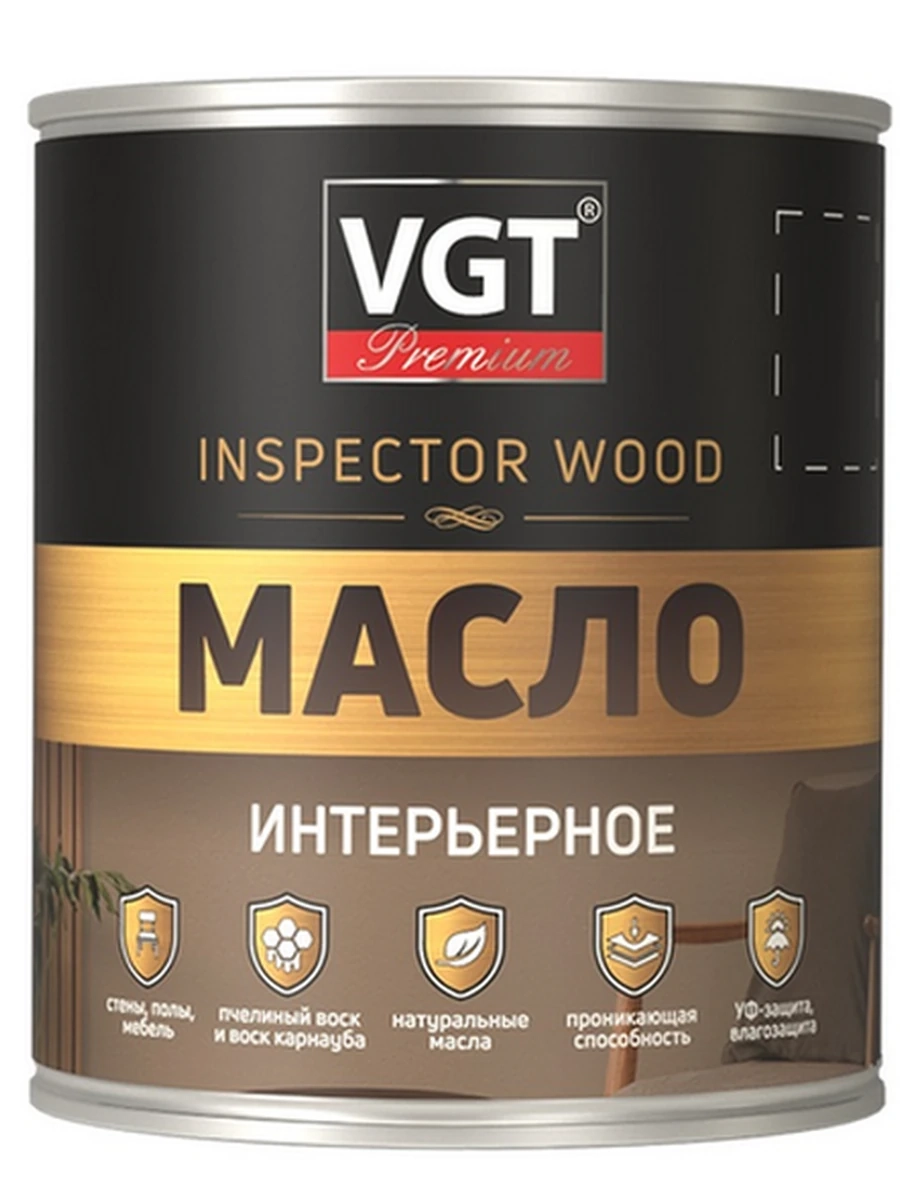 Масло интерьерное VGT Дуб темно-серый, 0,75 л (по 8шт)