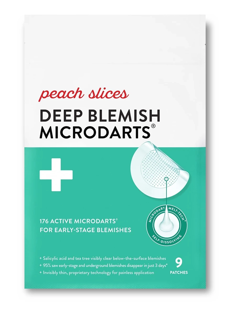 Персиковые ломтики | Глубокие микро-дротики | Патчи от акне | Ранняя стадия и глубокие прыщи | Быстродействующая | Салициловая кислота | Масло чайного дерева |