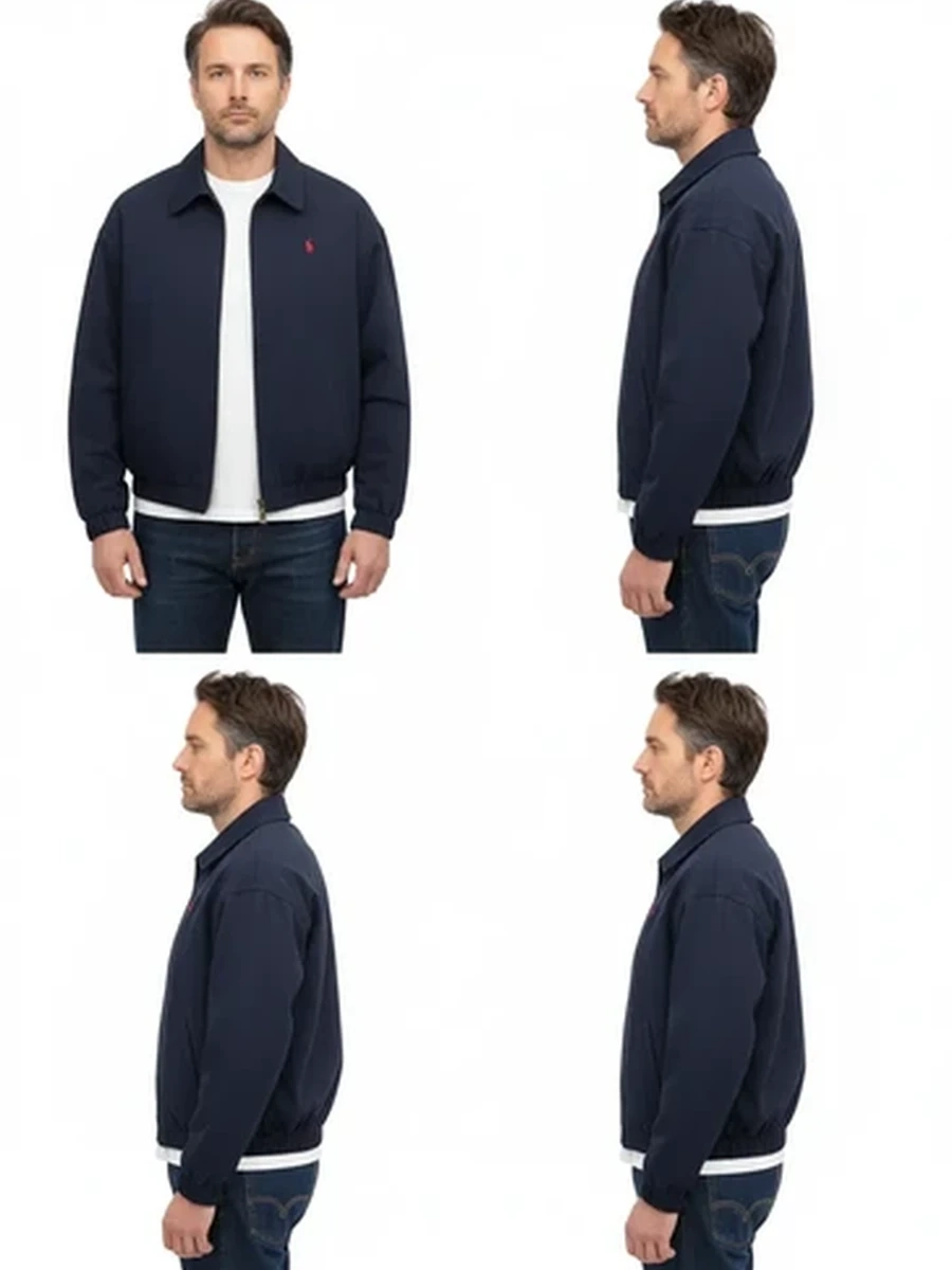 Мужская куртка-бомбер Polo Ralph Lauren синяя демисезонная на молнии