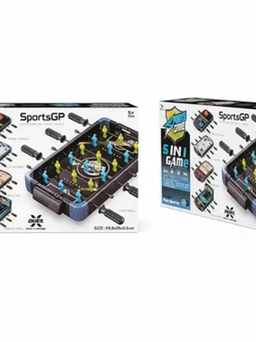 Настольная игра 5 в 1 для детей: футбол, хоккей, баскетбол, боулинг