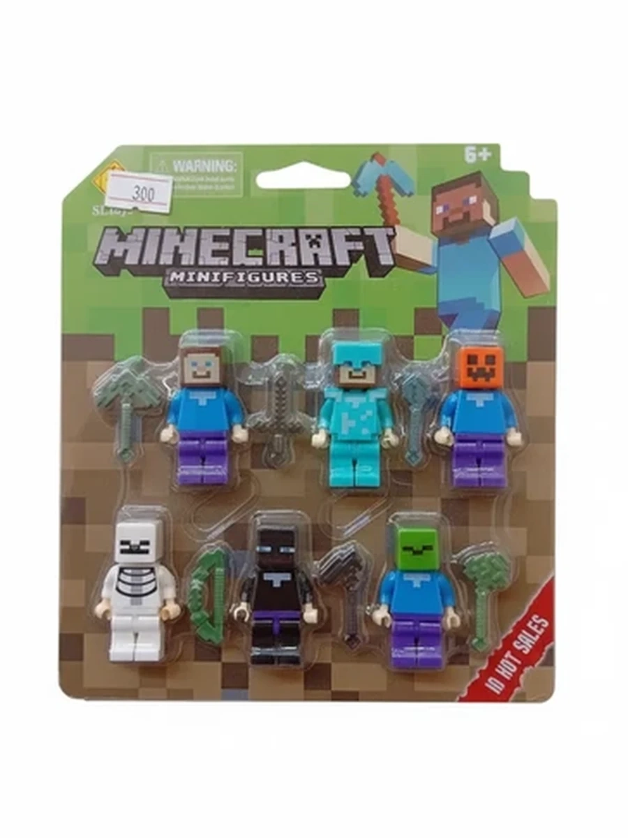 Игровой набор минифигурок Майнкрафт 6 персонажей с аксессуарами